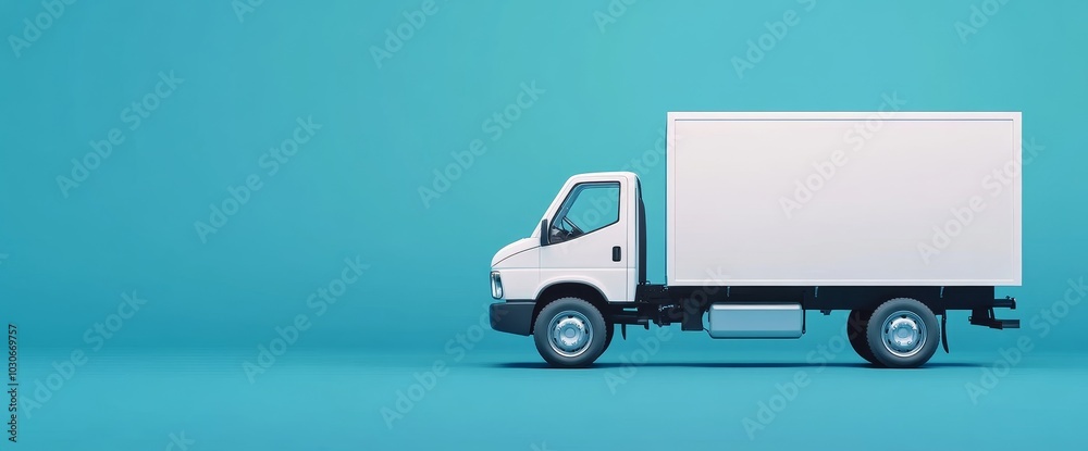 White delivery truck side view isolated on a white background. White delivery truck side view isolated on a white background.