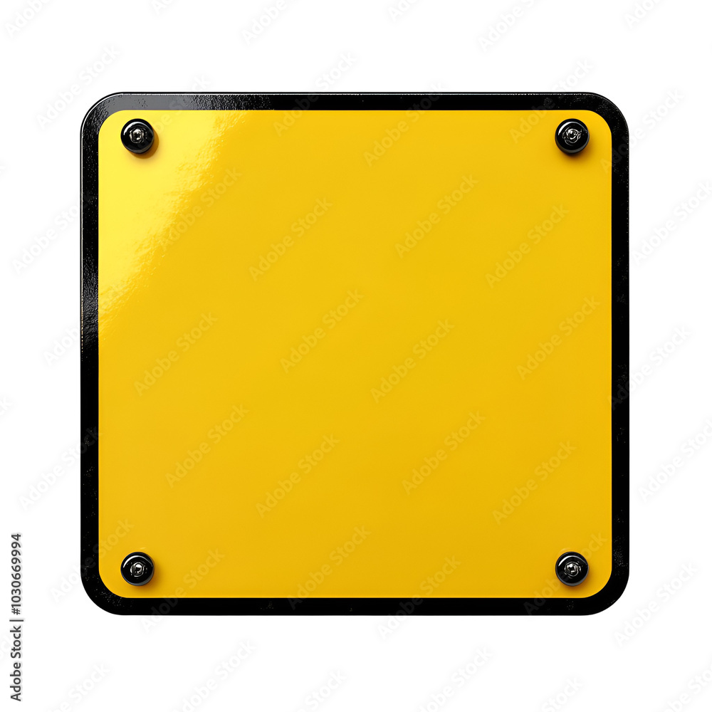 Blank Yellow Sign With Black Border And Screws