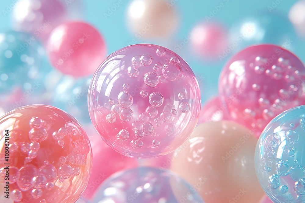 Abstract background with transparent bubbles floating in pastel colors. Abstract background with transparent bubbles floating in pastel colors.