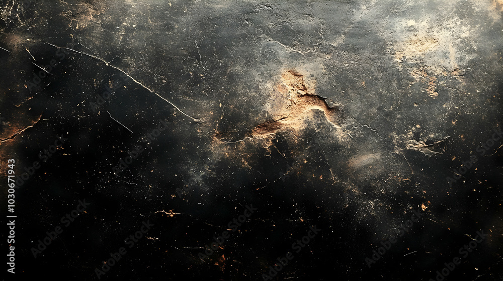 Fototapeta premium Abstract dark textured background with hints of brown and gold.