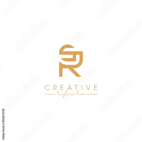 Alphabet RS SR Letter Artistic Logo Design. Initial Based Vector Template.