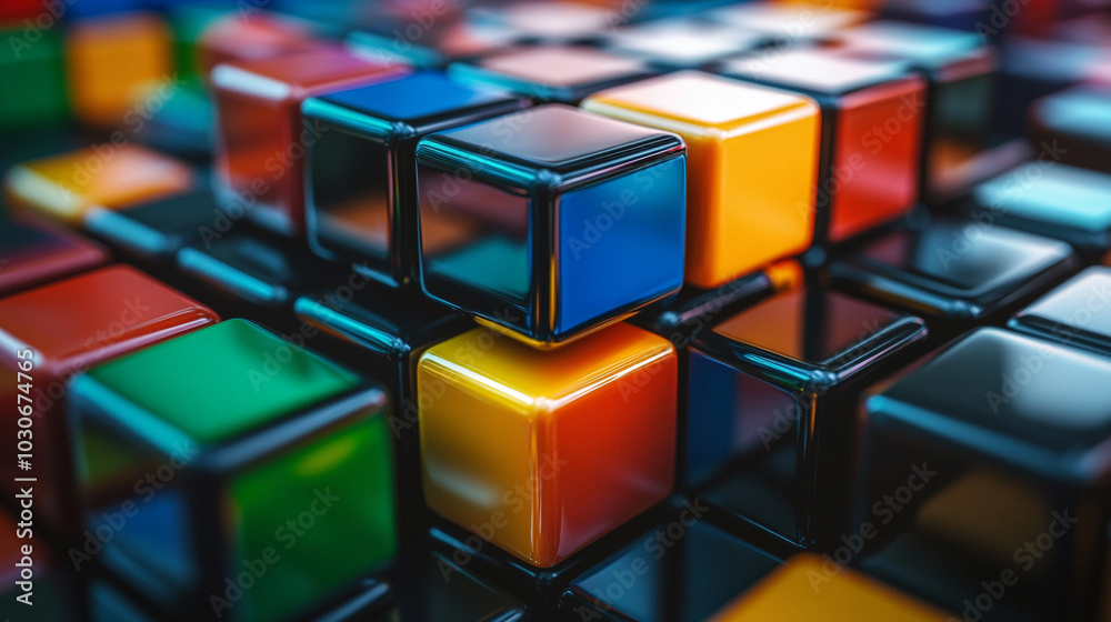 A colorful wallpaper of cubes in various shades of red, blue, green, and yellow. A colorful wallpaper of cubes in various shades of red, blue, green, and yellow.