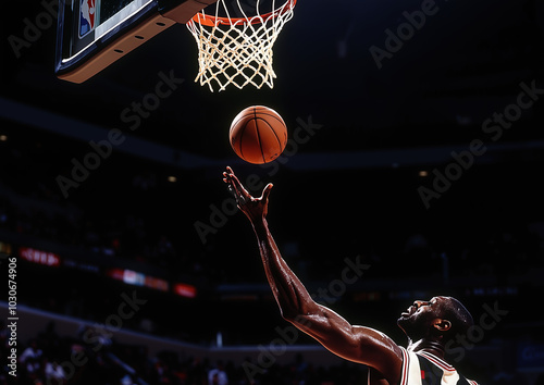 Basketball Player Charging to the Rim for a Fast Layup