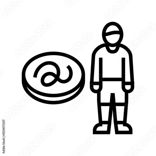 kid boy helminth worm line icon vector. kid boy helminth worm sign. isolated contour symbol black illustration