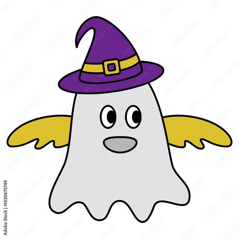 halloween ghost with witch hat cartoon halloween ghost with witch hat cartoon