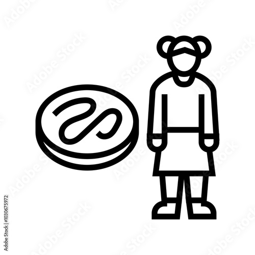 kid girl helminth worm line icon vector. kid girl helminth worm sign. isolated contour symbol black illustration