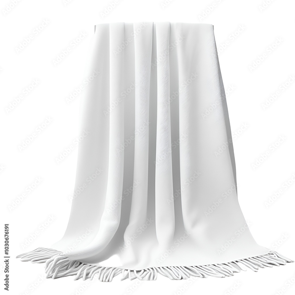 White Fringed Blanket Mockup, Soft Texture White Fringed Blanket Mockup, Soft Texture