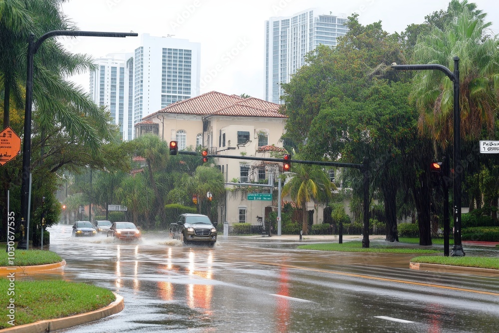 Naklejka premium Fort Lauderdale, Florida, after Hurricane Irma and tropical storm Harvey.