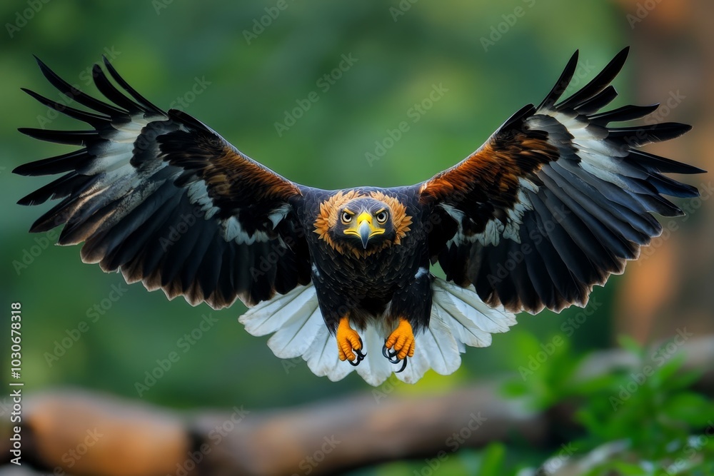 Fototapeta premium Majestic golden eagle in flight, wings fully spread