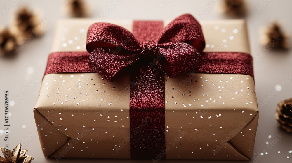 Elegant Gift Box with Ribbon and Sparkles Elegant Gift Box with Ribbon and Sparkles