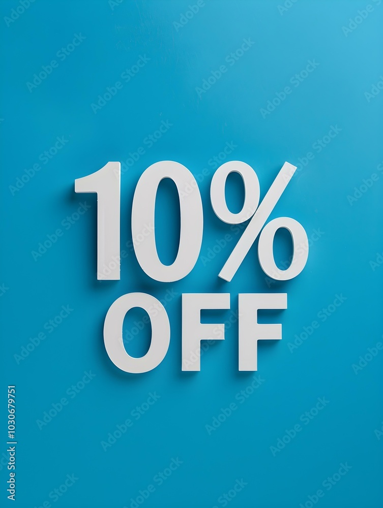White '10% OFF' Promotional Sign on a Blue Background White '10% OFF' Promotional Sign on a Blue Background