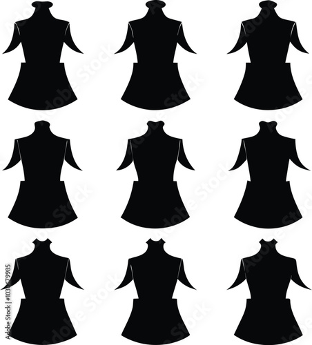 Black and White saran black color Silhouette vector collection.