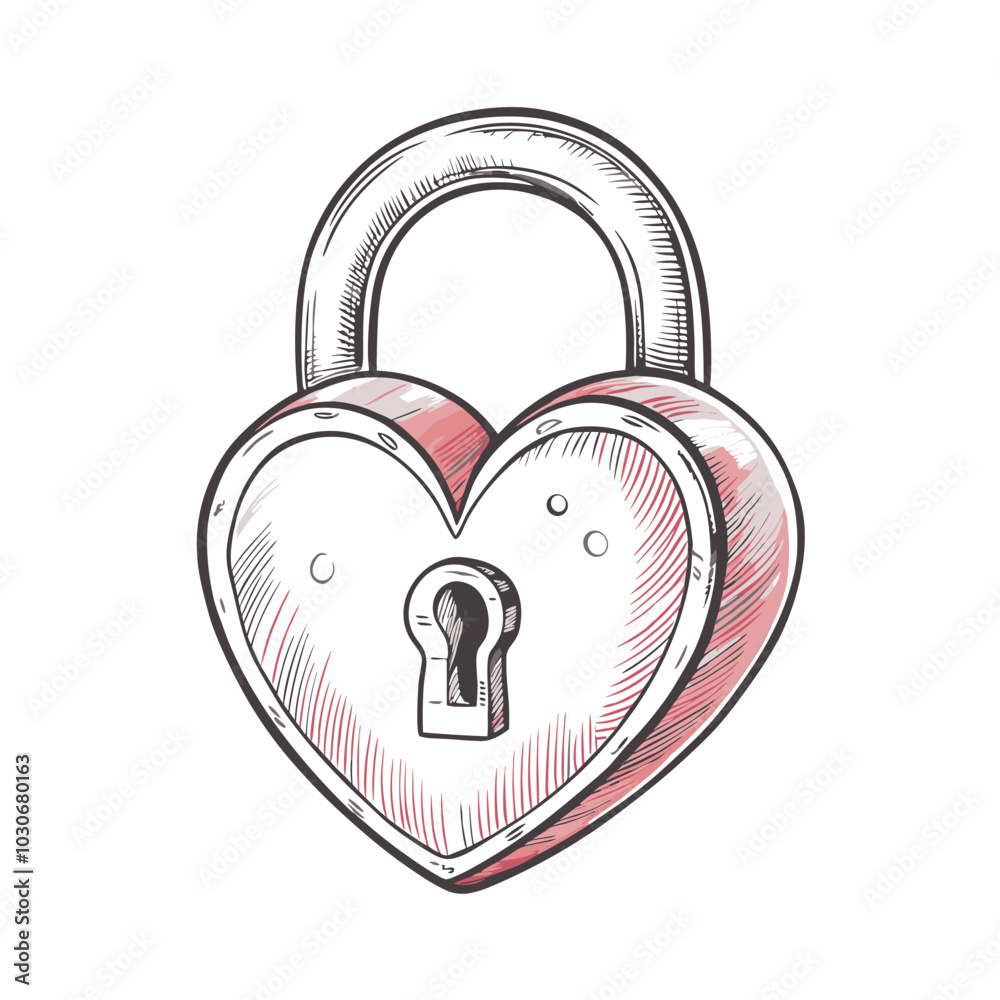 Heart-shaped lock illustration symbolizing love and commitment for Valentine's Day Heart-shaped lock illustration symbolizing love and commitment for Valentine's Day