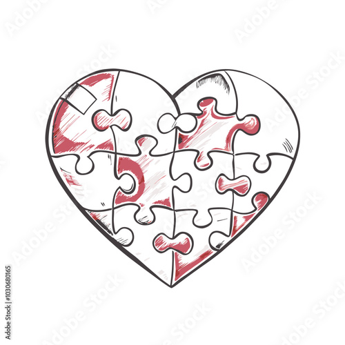 Heart-shaped puzzle illustration representing love and connection for Valentine's Day
