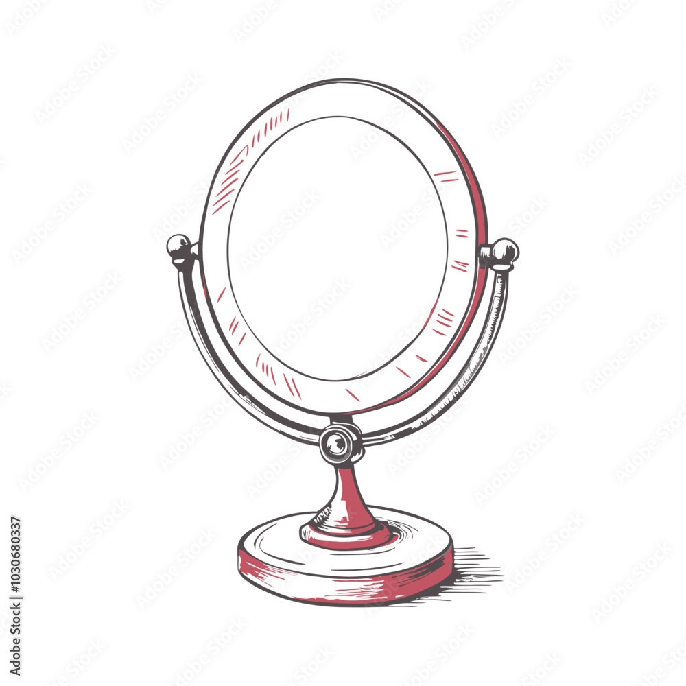 Valentine's Day vanity mirror, symbol of beauty and self-reflection, hand-drawn style, copy space Valentine's Day vanity mirror, symbol of beauty and self-reflection, hand-drawn style, copy space