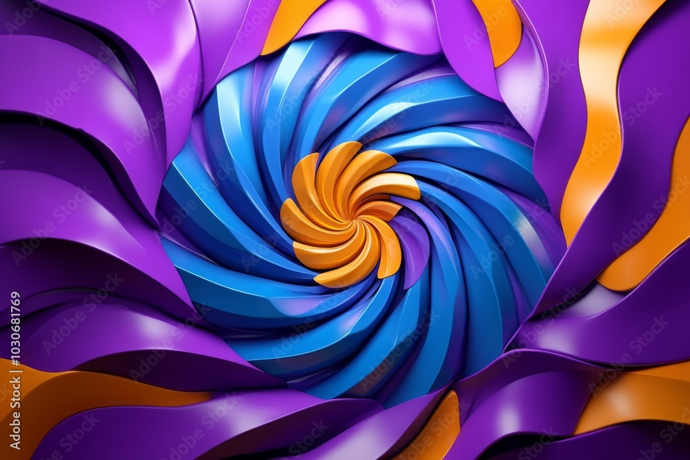 Optical art wallpaper with twisting ribbons creating 3D illusions Optical art wallpaper with twisting ribbons creating 3D illusions