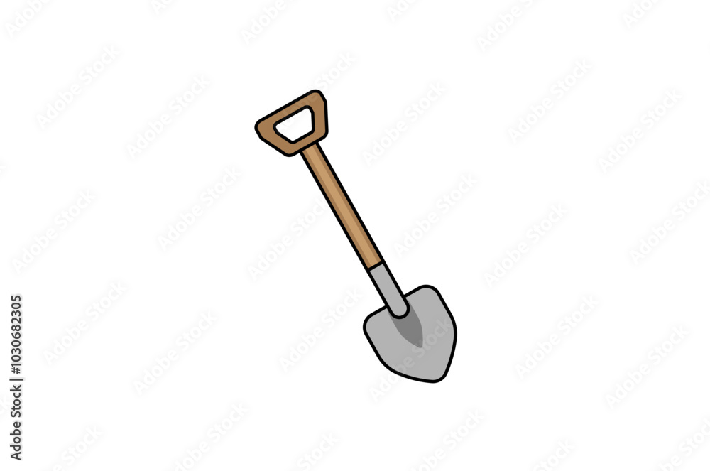 Vector illustration of cartoon shovel with handle Vector illustration of cartoon shovel with handle