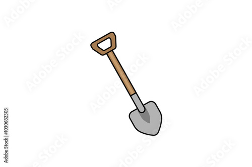 Vector illustration of cartoon shovel with handle