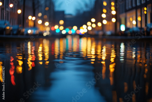 Dutch canals reflect the magical dance of twinkling Christmas city lights 