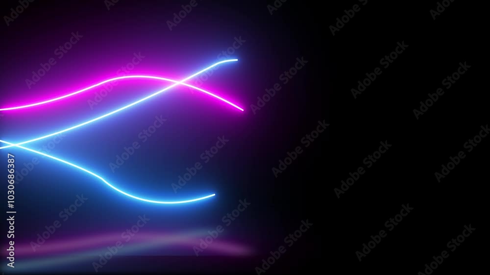 The neon wave is moving to the right. The black neon line is moving. The lines float to the right. Glowing neon wave floating line animation.3D animation background. The neon wave is moving to the right. The black neon line is moving. The lines float to the right. Glowing neon wave floating line animation.3D animation background.