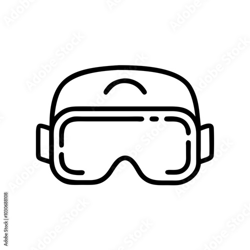 Virtual reality headset in black line art style