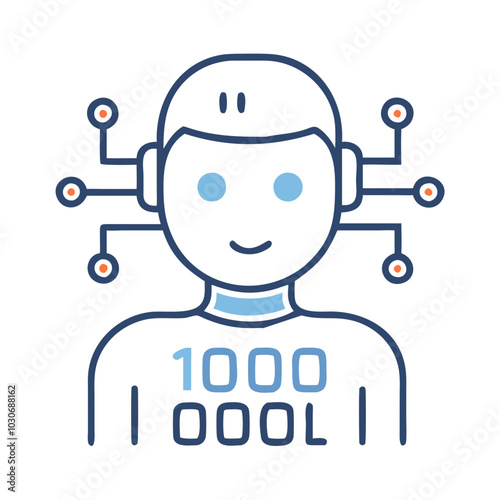 AI-driven NPC character in line art style