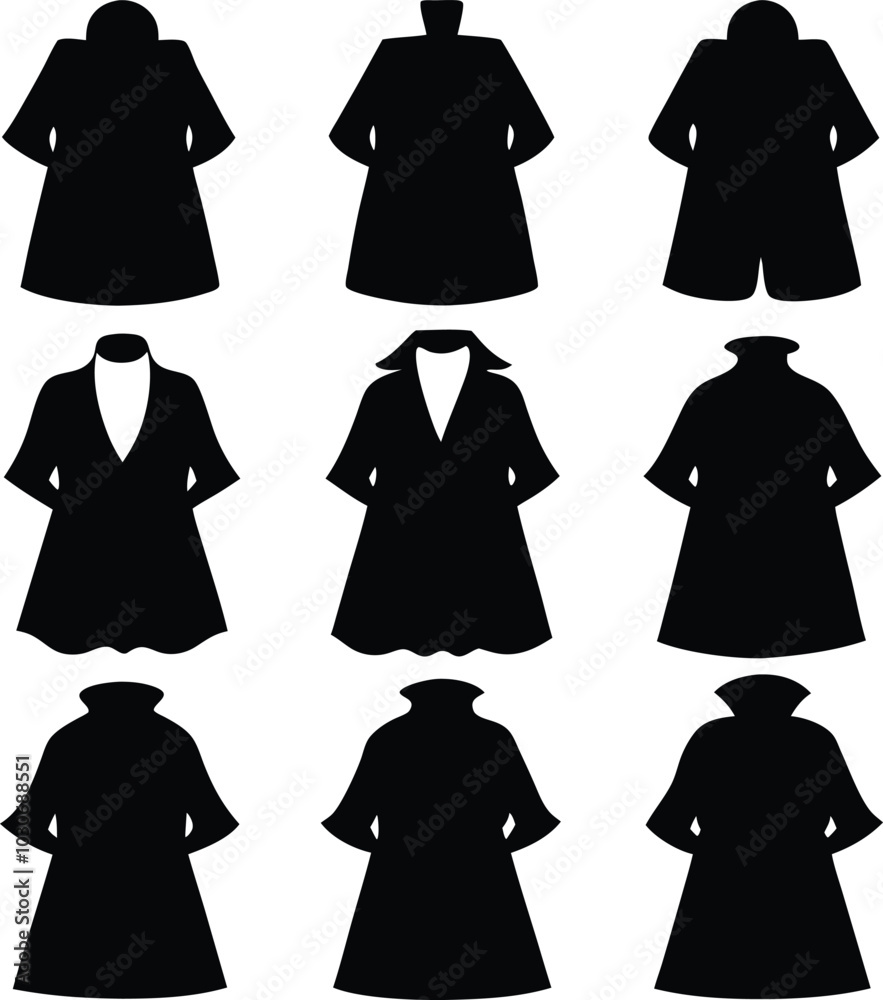 A set of Silhouette smock vector illustration. A set of Silhouette smock vector illustration.