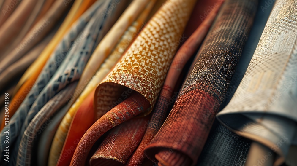 Detailed view of assorted fabric swatches showcasing Detailed view of assorted fabric swatches showcasing