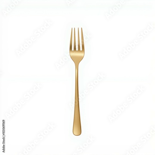 Gold fork on white isolate background