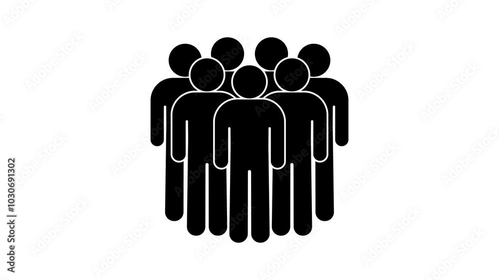 group of people, crowd icon, stick figure man, stickman isolated silhouettes, team illustration, people on white and green chromakey background