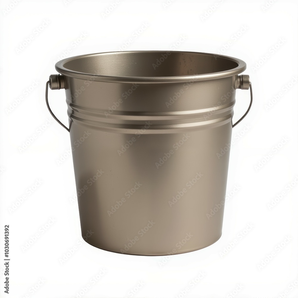 Metal bucket with handles, white isolated background Metal bucket with handles, white isolated background