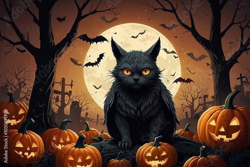 Halloween 2024, halloween monster, halloween bat, halloween background, creepy pumkins photo