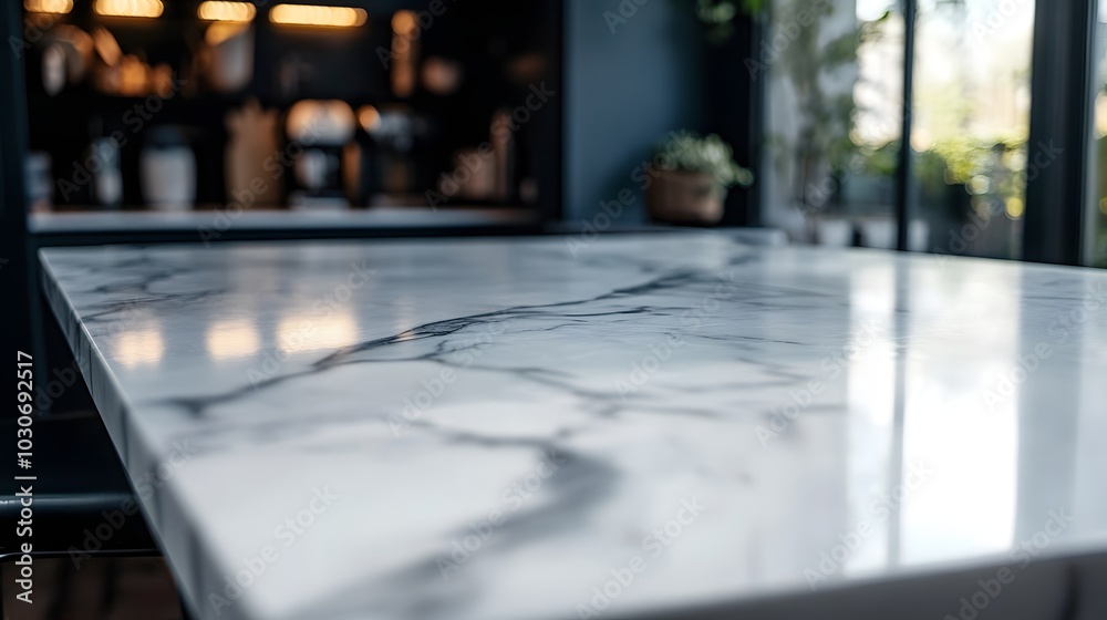16. A polished marble countertop in a high-end kitchen 16. A polished marble countertop in a high-end kitchen