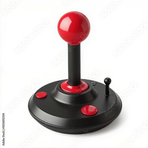 Retro arcade joystick on white background