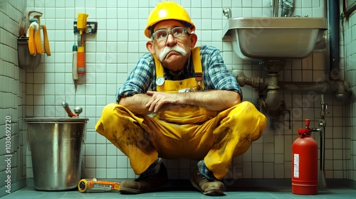 Frustrated Plumber Facing H...