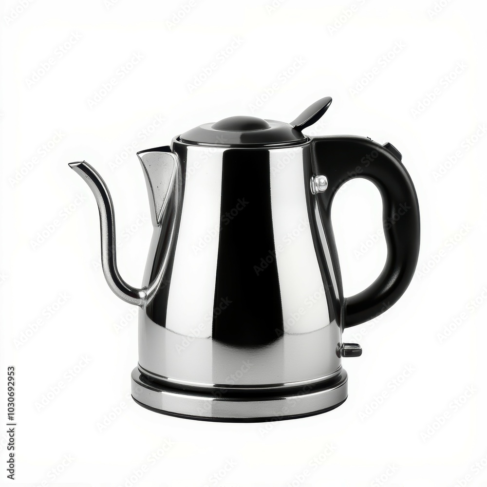 Stylish kettle with black handle, white background Stylish kettle with black handle, white background