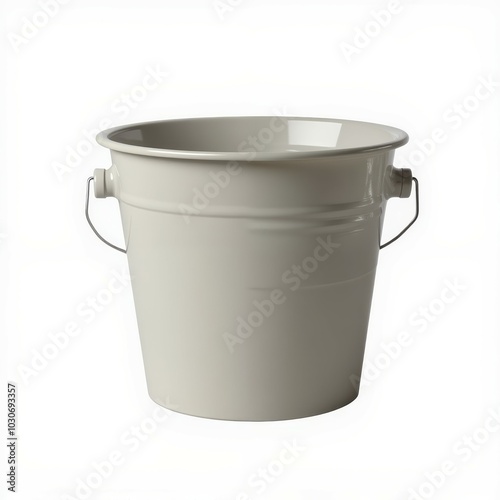 White metal bucket on white isolated background