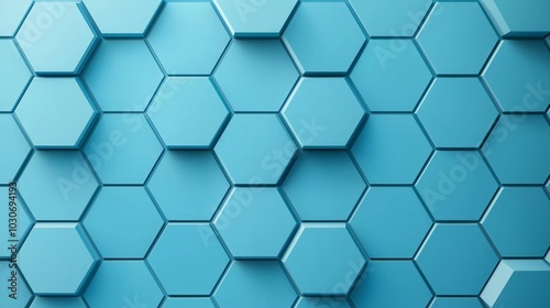 This image showcases a seamless blue hexagonal pattern, perfect for modern design projects. Features a stylish 3D effect, ideal for backgrounds and textures.