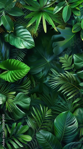Vibrant Green Tropical Forest Foliage