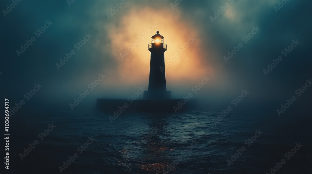 A lone lighthouse stands tall amidst a thick fog, its beacon shining brightly, a symbol of hope and guidance in the darkness. A lone lighthouse stands tall amidst a thick fog, its beacon shining brightly, a symbol of hope and guidance in the darkness.