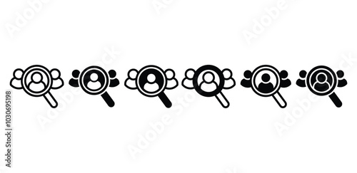 set of search job vacancy people job employees work icon symbol sign vector design black white color illustration collection isolated