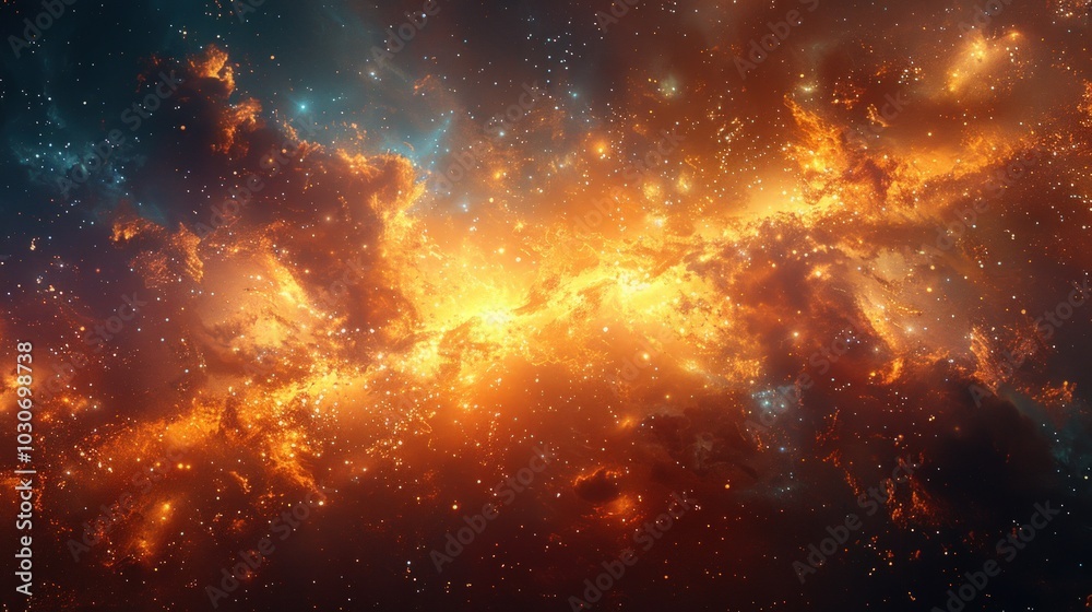 Naklejka premium Cosmic Inferno: A Starry Night