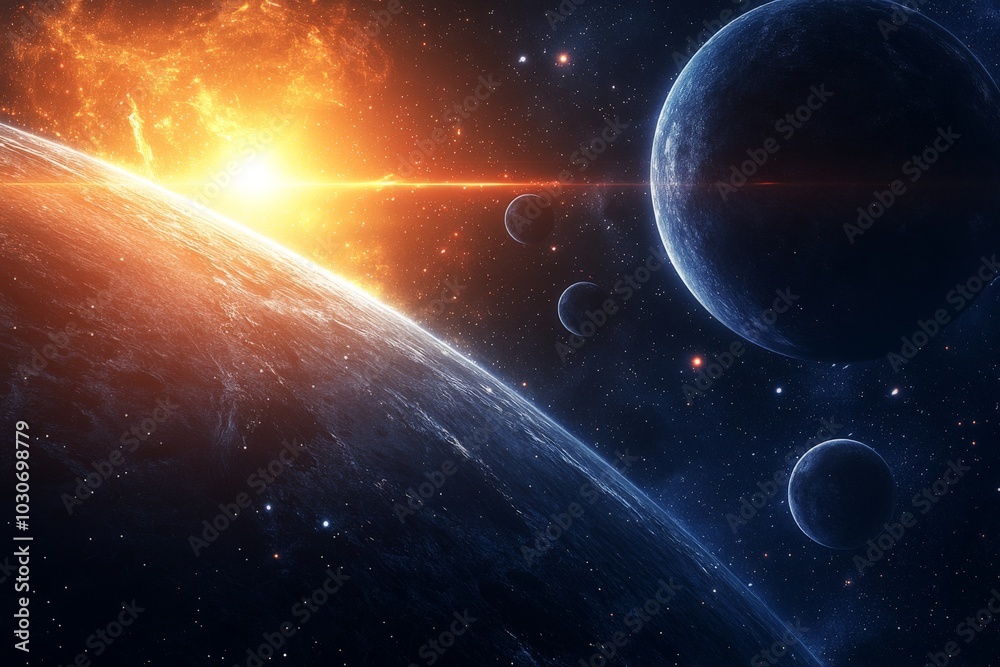 Obraz premium illustration space and planet