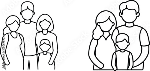 Outlined Family Figures with Simple Details