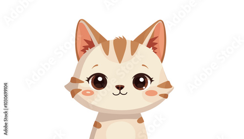 Cute cartoon cat face vector illustration