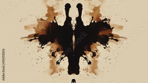Abstract Coffee Ink Blot in Rorschach Style
