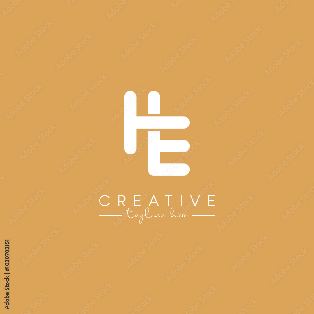 Alphabet HE EH Letter Artistic Logo Design. Initial Based Vector.