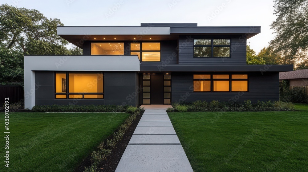 Obraz premium Modern architectural design of a sleek residential home