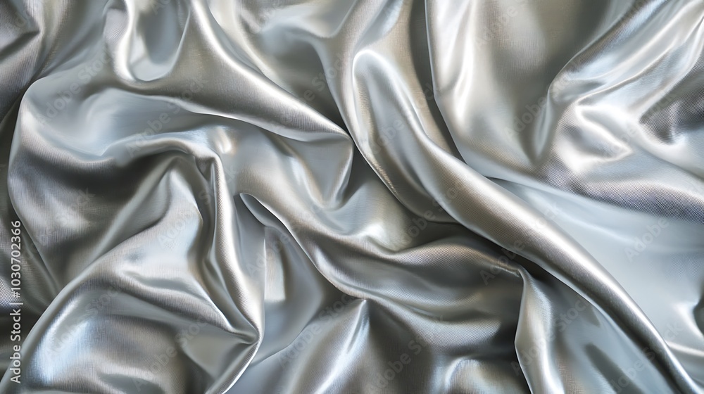 Fototapeta premium Draped Silver Fabric with a Soft Sheen