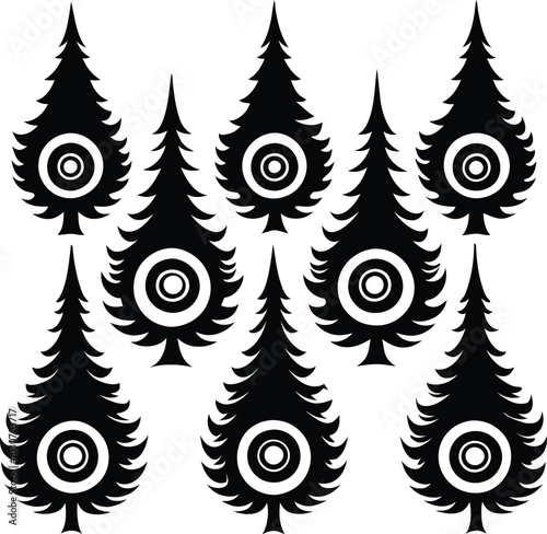 Spiraling redwood Silhouette Funny Tree Vector illustration.